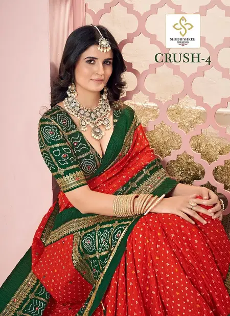 Crush 4 By Shubh Shree Velvet Tusser Silk Wedding Wear Saree Wholesale Online Catalog